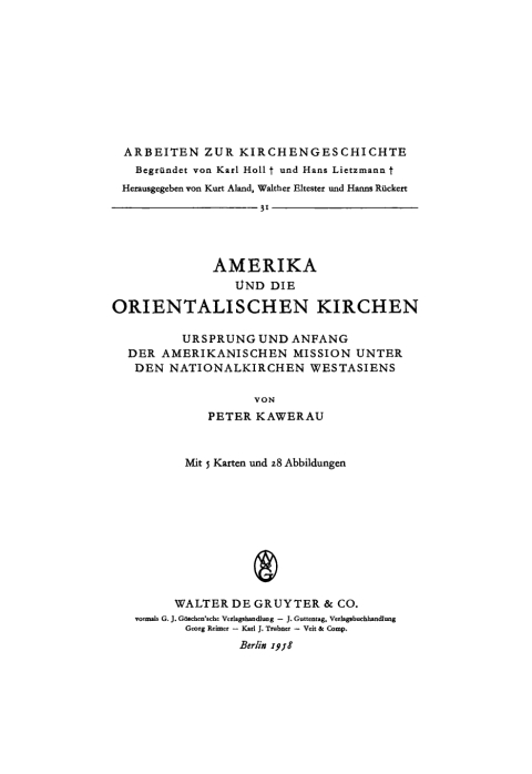 Cover image for book Amerika und die Orientalischen Kirchen