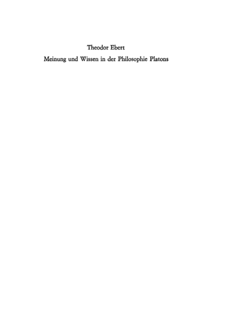 Cover image for book Meinung und Wissen in der Philosophie Platons