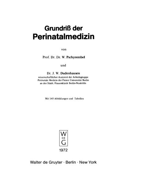 Cover image for book Grundriss der Perinatalmedizin