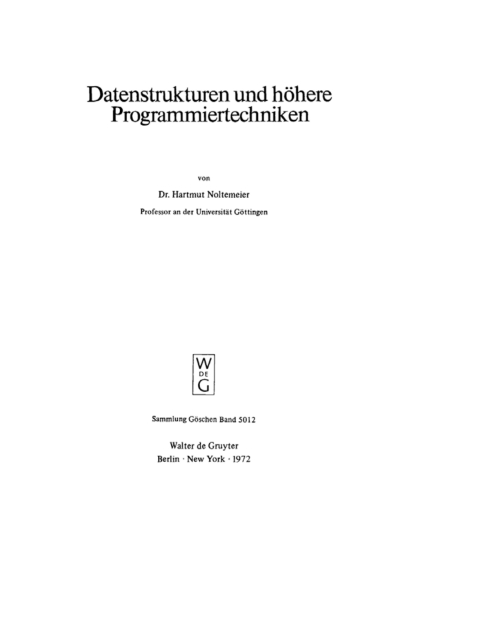 Cover image for book Datenstrukturen und höhere Programmiertechniken
