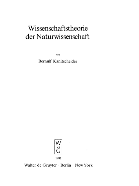 Cover image for book Wissenschaftstheorie der Naturwissenschaft