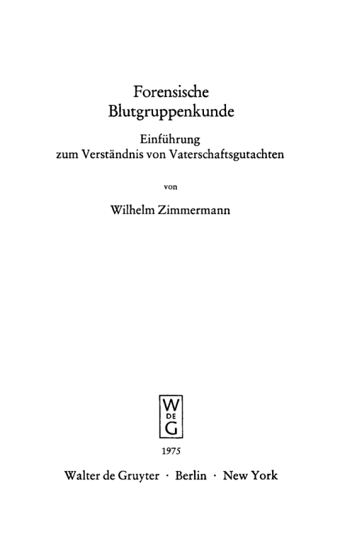 Cover image for book Forensische Blutgruppenkunde