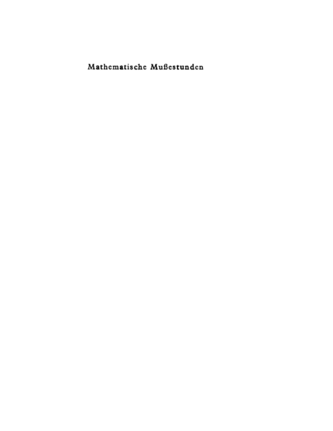 Mathematische MuÃestunden 