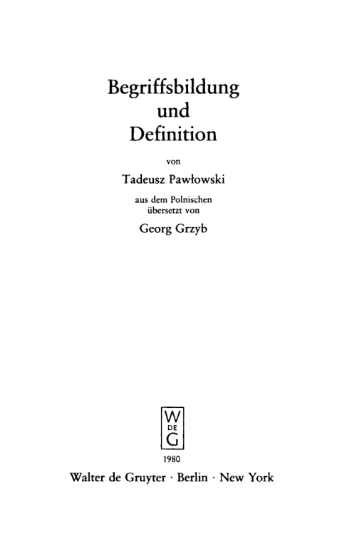 Cover image for book Begriffsbildung und Definition