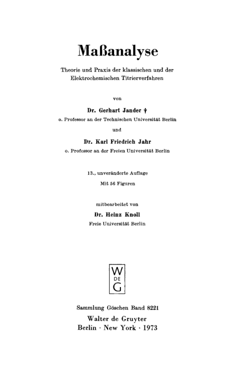 Cover image for book Maßanalyse