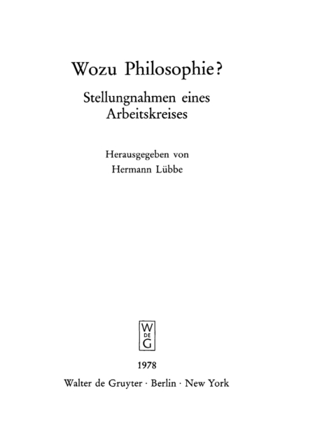 Cover image for book Wozu Philosophie?