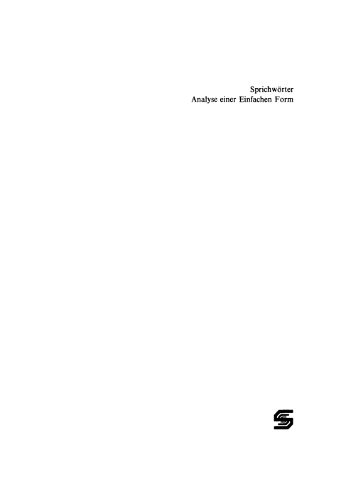 Cover image for book Sprichwörter - Analyse einer einfachen Form