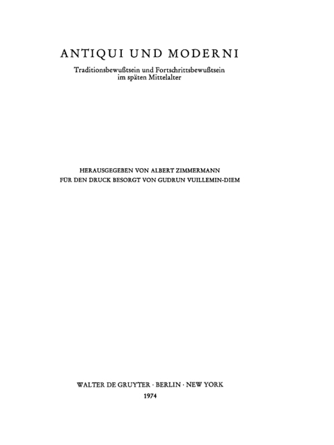 Cover image for book Antiqui und Moderni