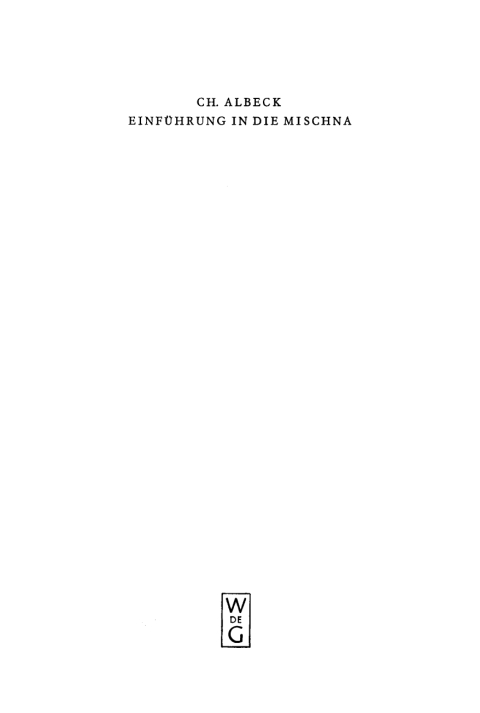 Cover image for book Einführung in die Mischna