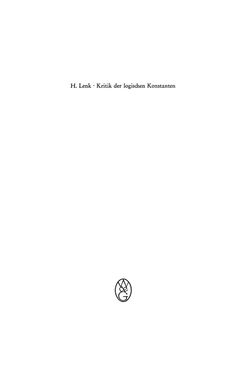 Cover image for book Kritik der logischen Konstanten