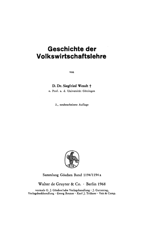 Cover image for book Geschichte der Volkswirtschaftslehre