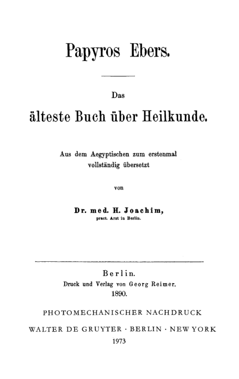 Cover image for book Papyros Ebers