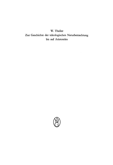 Cover image for book Zur Geschichte der teleologischen Naturbetrachtung bis auf Aristoteles