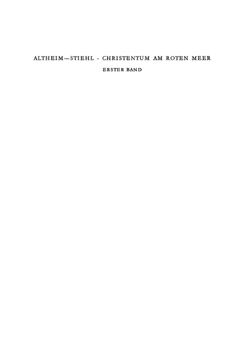 Cover image for book Franz Altheim; Ruth Stiehl: Christentum am Roten Meer. Band 1