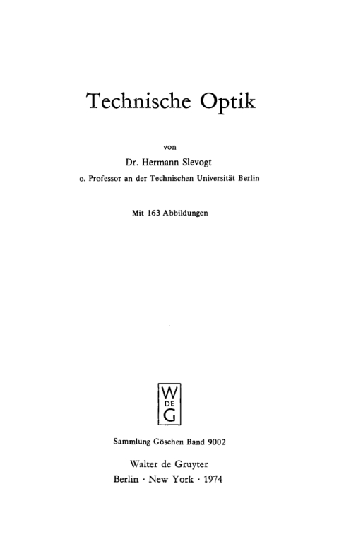 Cover image for book Technische Optik