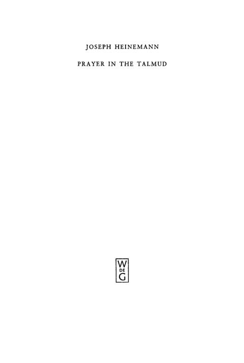 Cover image for book Prayer in the Talmud