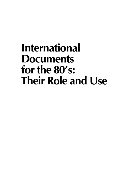 Cover image for book International Documents for the 80’s