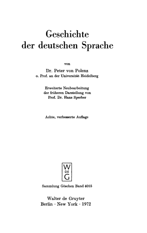 Cover image for book Geschichte der deutschen Sprache