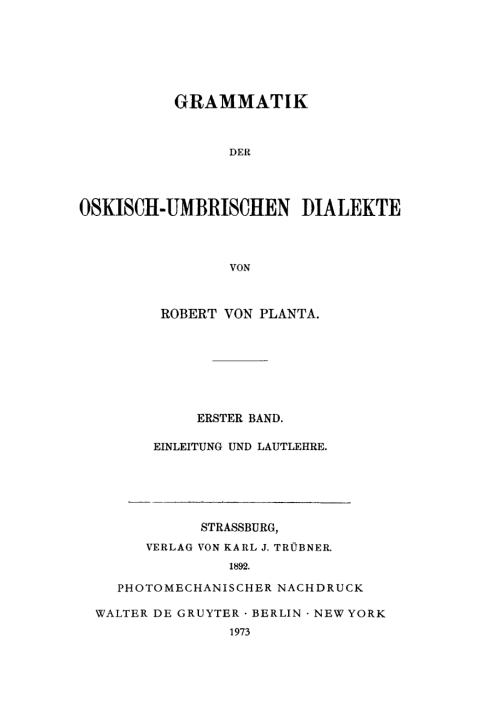 Cover image for book Grammatik der Oskisch-Umbrischen Dialekte