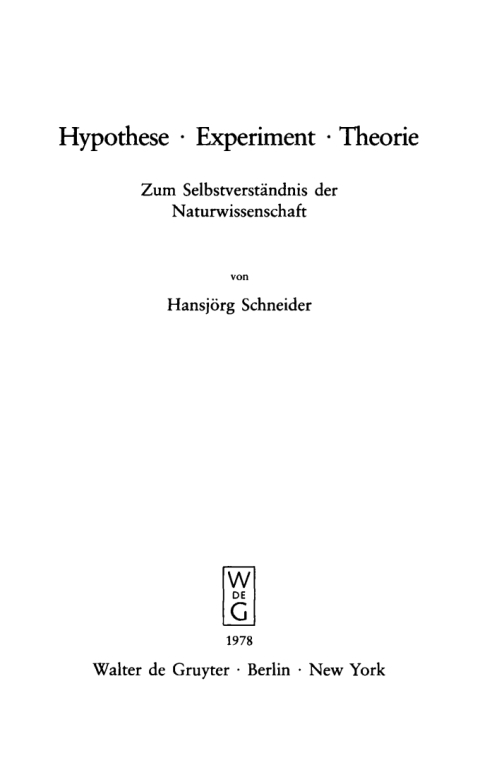 Cover image for book Hypothese, Experiment, Theorie