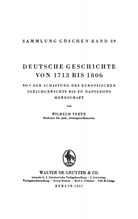 Cover image for book Deutsche Geschichte von 1713 bis 1806