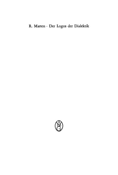 Cover image for book Der Logos der Dialektik