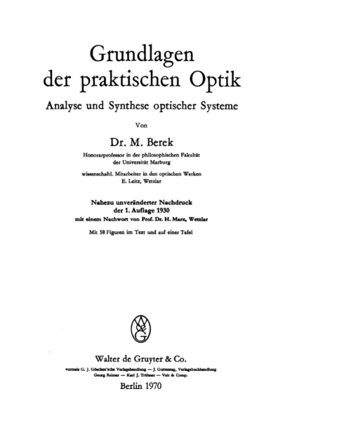 Cover image for book Grundlagen der praktischen Optik