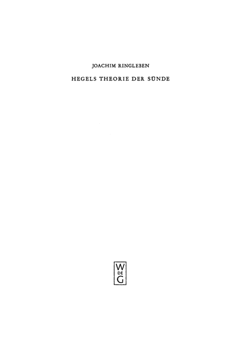 Cover image for book Hegels Theorie der Sünde