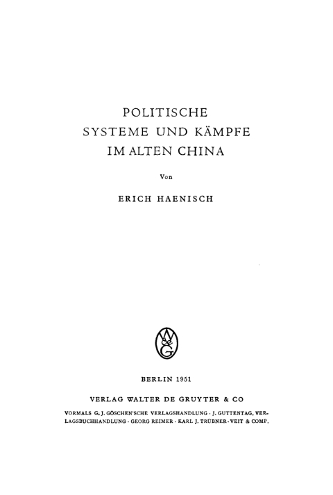 Cover image for book Politische Systeme und Kämpfe im alten China