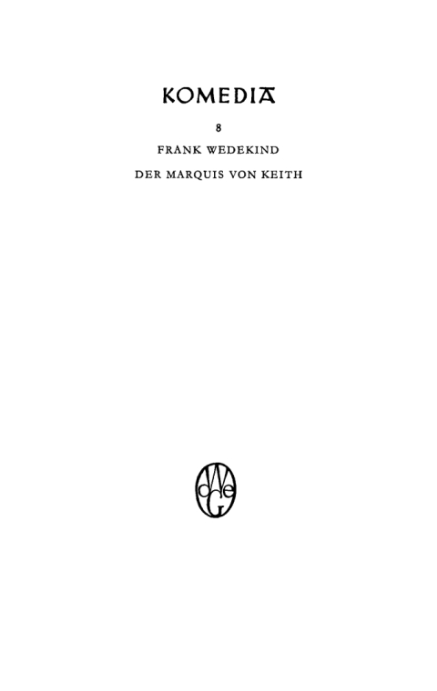 Der Marquis von Keith 