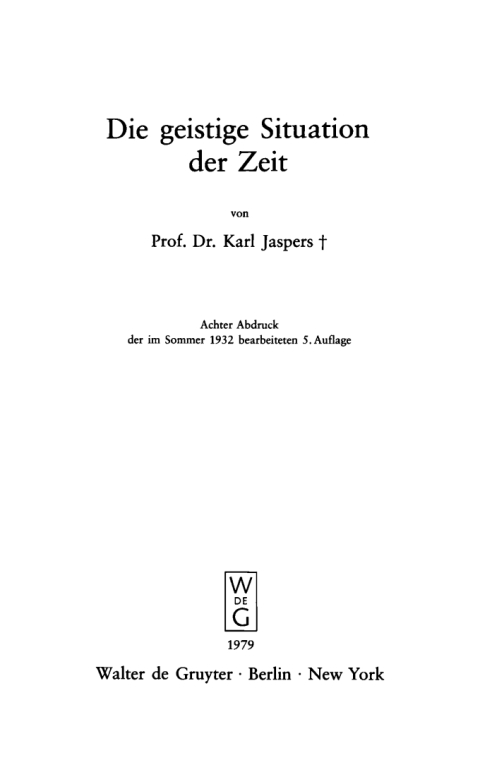 Die geistige Situation der Zeit 