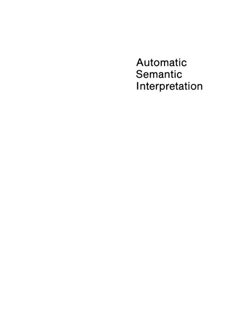 Cover image for book Automatic Semantic Interpretation
