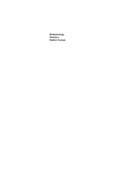 Cover image for book Biotechnology Directory Eastern Europe