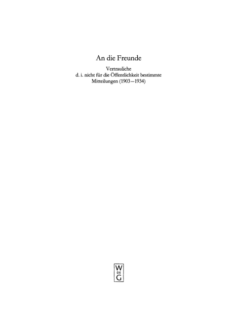 Cover image for book An die Freunde