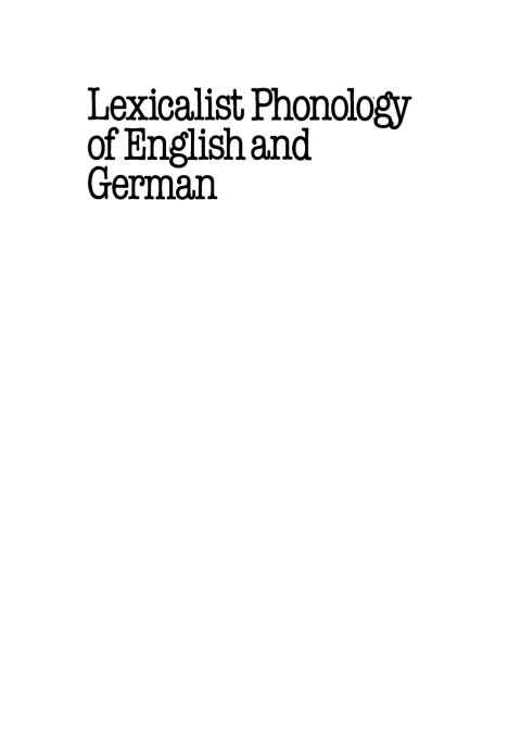 Cover image for book Lexicalist Phonology of English and German