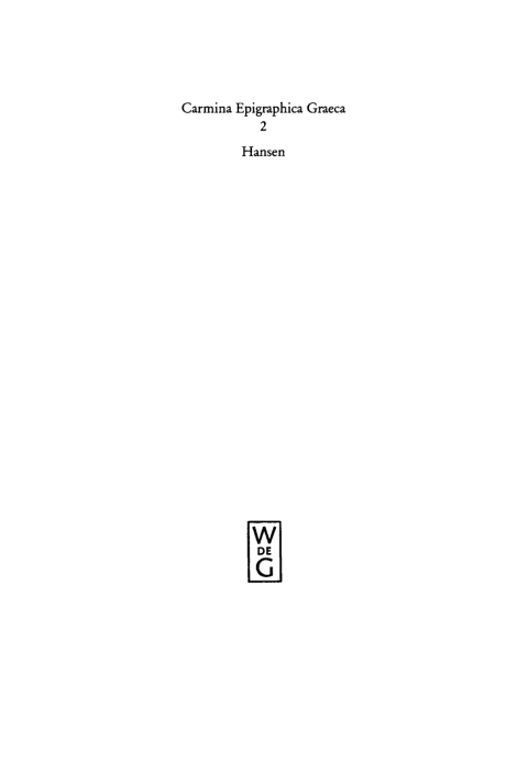 Cover image for book Carmina Epigraphica Graeca Saeculi IV a. Chr. n. (CEG 2)