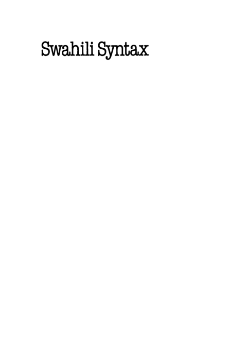 Cover image for book Swahili Syntax