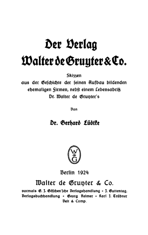 Cover image for book Der Verlag Walter de Gruyter & Co.
