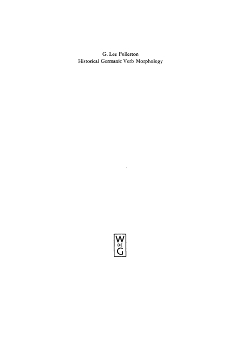 Cover image for book Historical Germanic Verb Morphology
