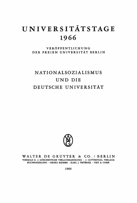 Cover image for book Nationalsozialismus und die deutsche Universität