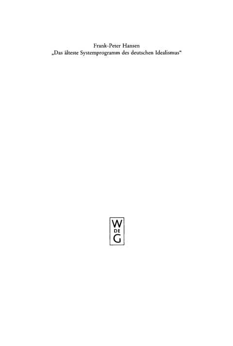 Cover image for book Das älteste Systemprogramm des deutschen Idealismus