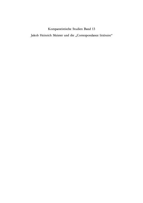 Cover image for book Jakob Heinrich Meister und die “Correspondance littéraire”
