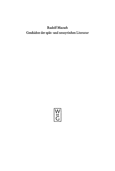 Cover image for book Geschichte der spät- und neusyrischen Literatur