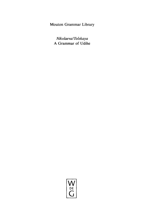 Cover image for book A Grammar of Udihe