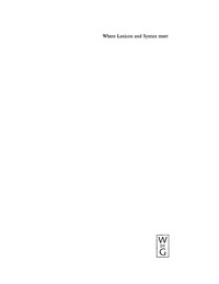 Cover image: Where Lexicon and Syntax meet 1st edition 9783110170481