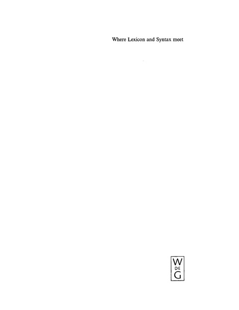 Cover image for book Where Lexicon and Syntax meet