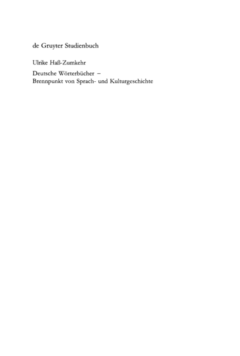 Cover image for book Deutsche Wörterbücher - Brennpunkt von Sprach- und Kulturgeschichte