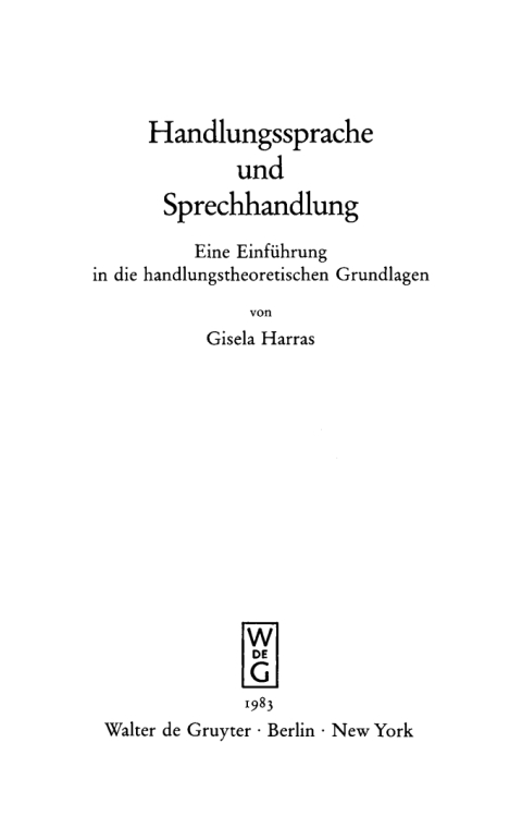 Cover image for book Handlungssprache und Sprechhandlung