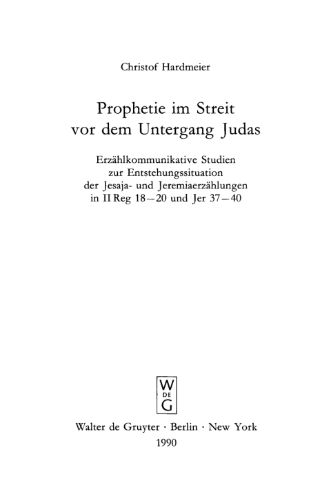 Cover image for book Prophetie im Streit vor dem Untergang Judas