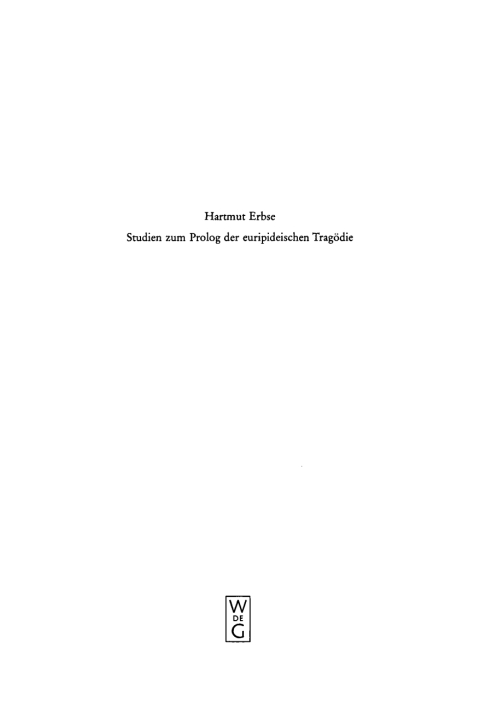 Cover image for book Studien zum Prolog der euripideischen Tragödie